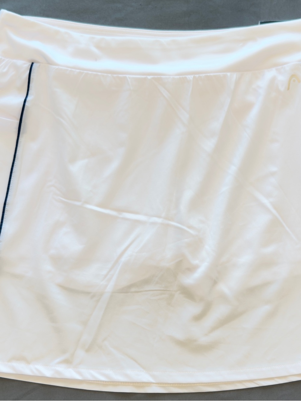 Head White Satin Chemise Skirt with Navy Piping